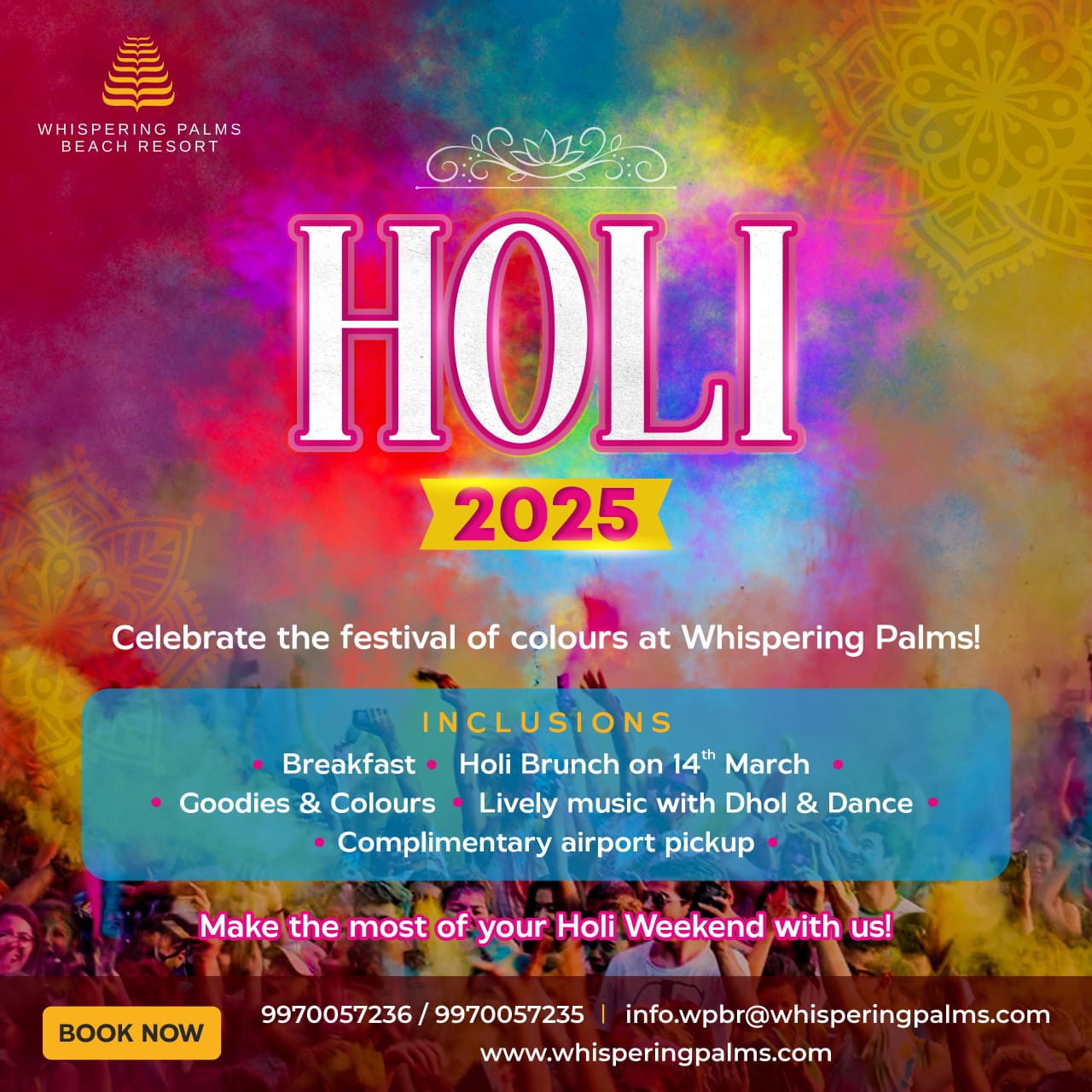 Events and parties in Goa - Holi 2025 at Whispering Palms Goa