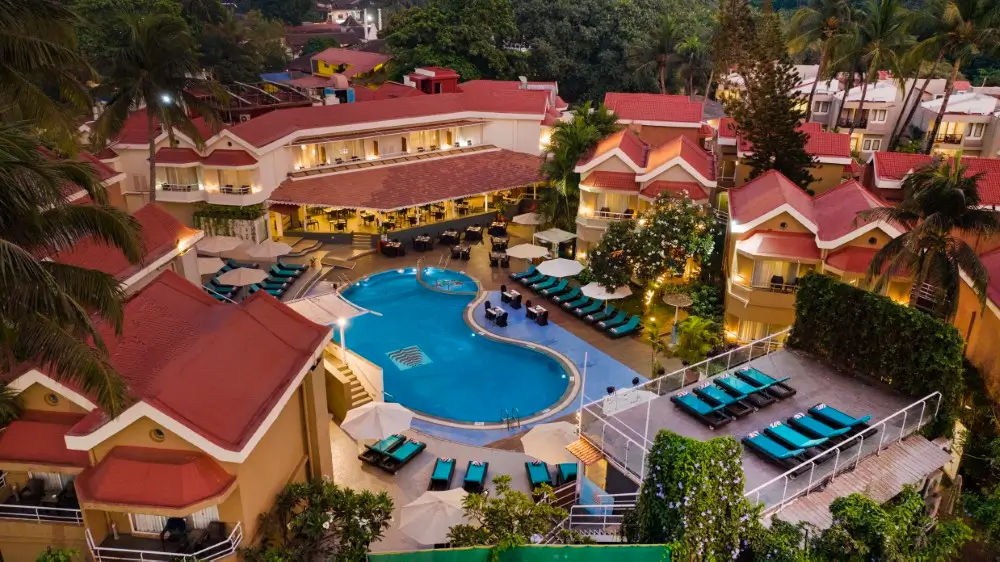 Ariel view of Whispering Palms Goa near Candolim Beach Goa